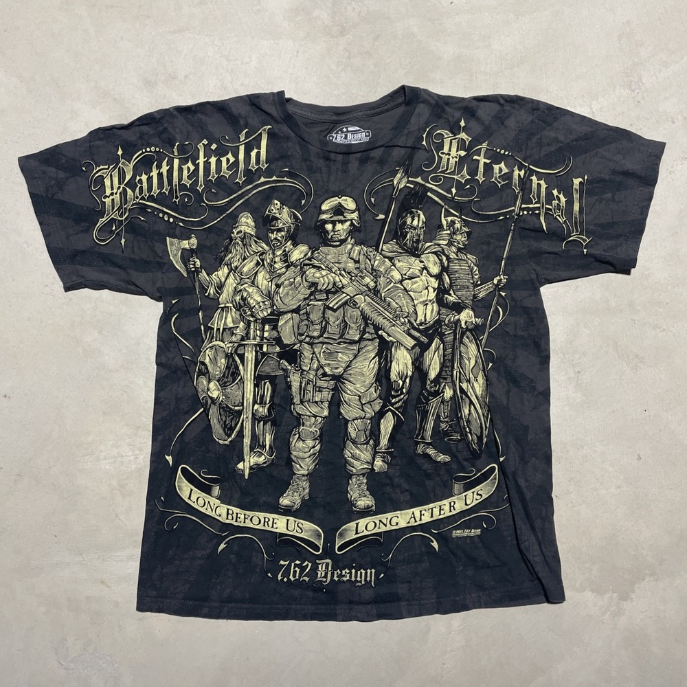 Battlefield Eternal 762 Design Brand Cotton Shirt Men's SZ L Military Grunge